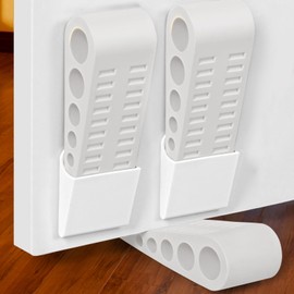 4 Pack Door Stops for Bottom of Door, Rubber Door Stopper Wedge with Holder, Door Holder to Keep Door Open, Wall Protector for Home & Office & School, White