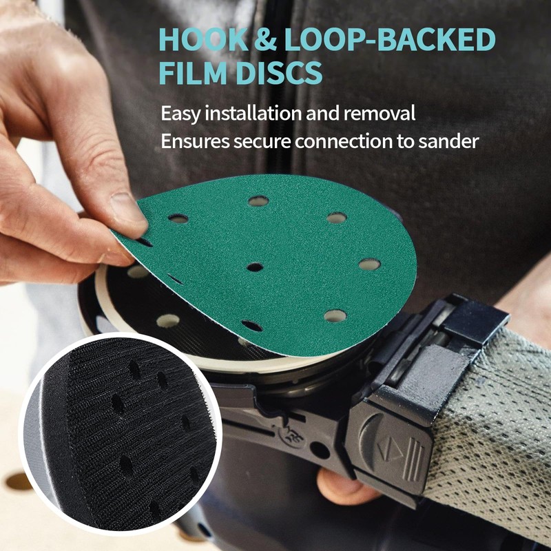 60-Pack 5 Inch 9 Hole 120 Grit Sanding Discs, Heavy-Duty