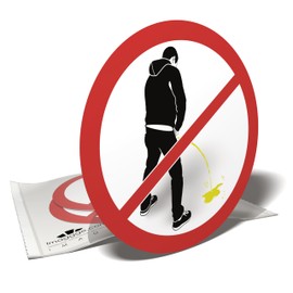 Warning Stickers - No Urination - 3 Round Stickers - 9.5cm