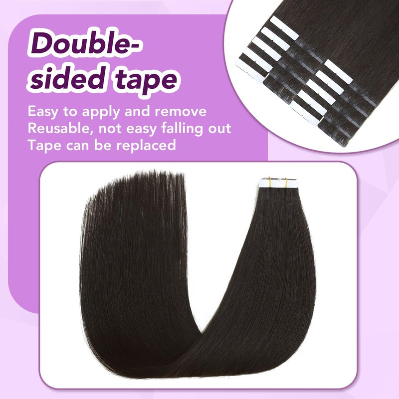 Sindra Hair Extensions Real Hair Black Natural 20 Pieces 35cm