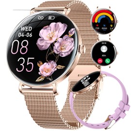 SUNKTA FV17 Women's Smartwatch (2 Bracelets), 1.43 Inch AMOLED Ultra Thin Smart Watch, 100+ Sports Modes, Fitness Watch, Sleep/IP68 Waterproof Smatchwatch Watches, Smartwatches Android iOS Compatible