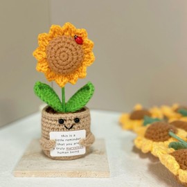 ailov Sunflower Gifts for Women - Thank You Appreciation Gift for Coworker Employee Teachers - Positive Crochet Flower Plush - Home Office Desk Decor (You are a Truly Marvelous Human Being)