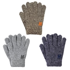 TAGVO 3 Pairs of Winter Children's Gloves, Warm Knitted Gloves, StretchyMittens Gloves for Boys and Girls, Full Finger Gloves for Children Aged 4 to 6 Years, 3 colours