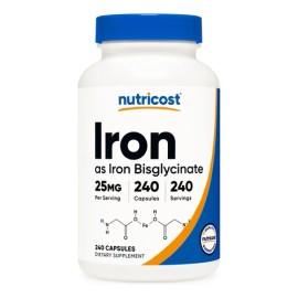 Hierro Bisglicinato 25 mg Cápsulas  Iron Bisglycinate Supplement, 240 Capsules                                                                        
