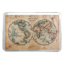 World Hemispheres Map Classic Fridge Magnet - Rustic Geography #14392