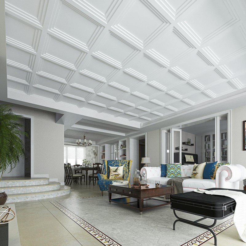 Art3d 12-Pack 24×24 Inch PVC Waterproof Drop Ceiling Tiles for