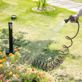 Takagi R007SBR Hose Reel, Spiral G Hose, 25.6 ft (7.5 m), Brown, Stylish