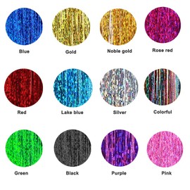 NATUCE 4800 Pieces 12 Colours Hair Tinsel Strands, 120 cm Hair Tinsel Extension Set, Sparkling Shiny Hair Tinsel Extensions, Shiny Hair Tinsel Extensions, Multi-Colour Hair Strips