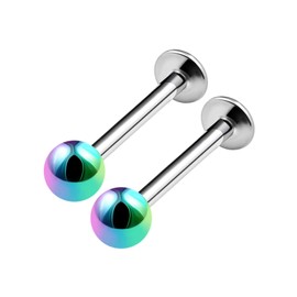 KJM Fashion 2 x Surgical 316L Steel Labret 1.6 mm 14g Earrings, Metal