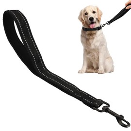 30 cm Short Lead Nylon Wide Dog Recall Lead, Black Tactical Short Dog Lead, Reflective Short Lead for Dogs, Nylon Dog Lead with Padded Handle, for Large, Medium and Small Dogs