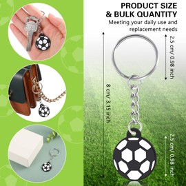 24 Pcs Mini Soccer Keychains Soccer Ball Keychains Mini Football Party Bags Fillers Football Party Decorations Football Key Rings for Backpacks Decor Sports Party Favors School Carnival Reward