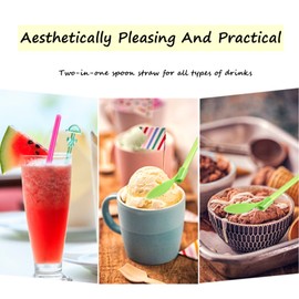 5 PCS Drinking Straws Spoon Plastic Straws Colored Straws for Smoothie Milkshake Cocktail and Hot Drinks Multi-Color