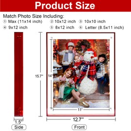 MFoffice 11x14 Picture Frame, Stunning Color Acrylic Floating Photo Frame, Use as 11x14, 10x12, 10x10, 9x12 Picture Frame, Horizontal and Vertical Formats for Tabletop Display, Red, 1Pack