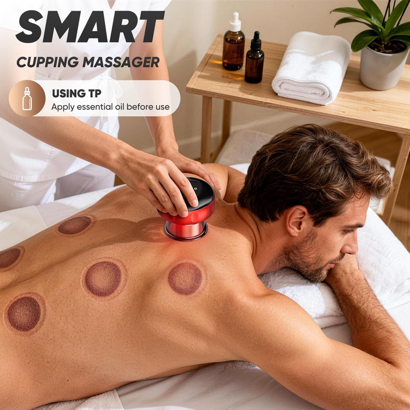 2 Pack Smart Cupping Therapy Massager with Red Light, 7-in-1