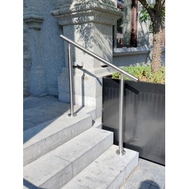 ZALNVEY Outdoor 3 Step Handrail, DIY 304 Stainless Steel Transitional Hand Rails with Installation Kit, Silver Porch Stair Railing for Concrete Brick or Wooden Steps, 39 x 36 Inch