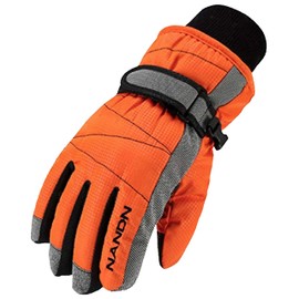 Azarxis Winter Ski Gloves Snow for Kids Women Men Windproof Waterproof Thermal Warm Snowboarding Sledding Cycling Skiing Riding Skating Biking (Orange, M)
