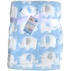 Super Soft & Fluffy Large Patterned Baby Blanket (Blue Elephants)