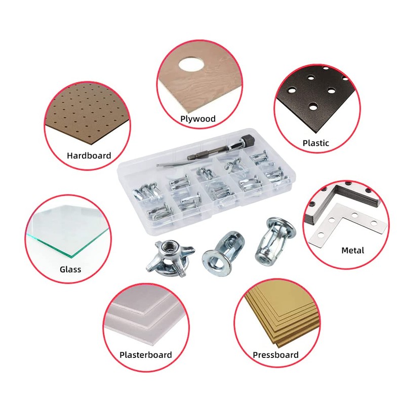25 Packs 1/4"-20 Rivet Nuts, Zinc-Plated Jack Nut, Insert Petal