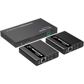 PremiumCord HDMI 1-2 Splitter + Extender via CAT6/6a/7, Ultra HD 4K @ 30Hz at 70 m, Metal Housing, 2 Receivers with Power Supplies, Dolby TrueHD, 3D, EDID, CEC, HDCP2.2