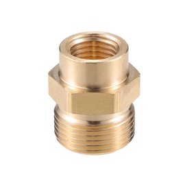 X AUTOHAUX Pressure Washer Connector, M14x1.5 to 15mm M22x1.5 Male and Female Adapter Brass Screw Hose Connector Universal for Pressure Washer Brass Copper Tone