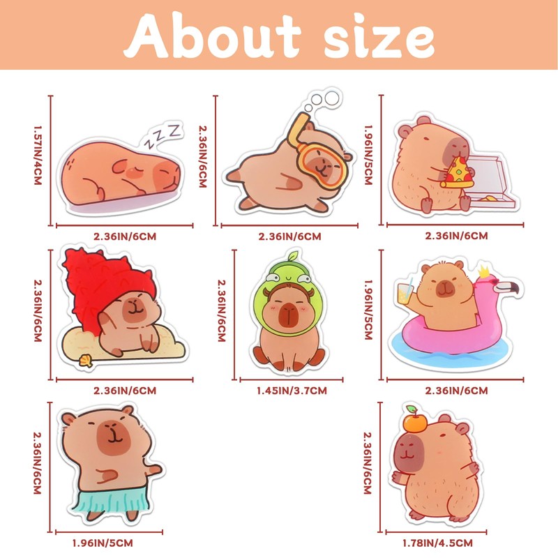 VinBee 8Pcs Capybara Cute Fridge Magnets for Whiteboard, Animal Magnets