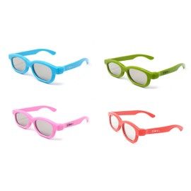 4 Mixed 1 Red 1 Pink 1 Blue 1 Green Childrens Passive 3D Glasses Kids for Use with all Passive TVs Cinema Projectors and RealD Films Movies Circular Polarised 3D Glasses Passive Kids Movies Cinema