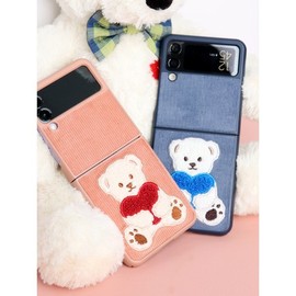 Design Skin (신세계김해점)( 갤럭시 Z플립4 ) 자수 바타입(빅베어)-핑크 ITM22771 (Shinsegae Gimhae Store)(Galaxy Z Flip4) Embroidered Bat Type (Big Bear) - Pink ITM22771