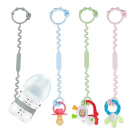 Toy Straps for Baby, Silicone Toy Straps for Stroller, Toy Safety Straps for Teether Toy, Pacifier, Sippy Cup Straps, Adjustable Toy Holder for Stroller, High Chair - BPA Free (B-4 Pack-Multi)