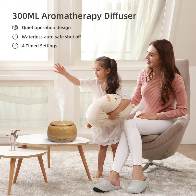 SPLITSKY 300ML Essential Oil Diffuser with Remote and 4 Timer