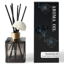 LEAMERR Reed Diffuser with Natural Aroma Essential Oil Sicilian Citrus Scent- 6.3 oz (180 ml) Home Fragrance with Sticks Reed Diffuser Flower for Home Room Office Bathroom Shelf Decor