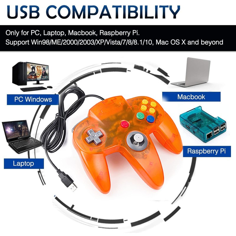 2 Pack USB Wired N64 Controller, miadore Classic N64 PC