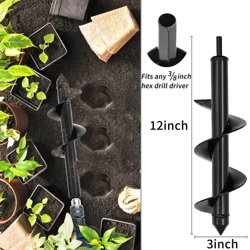 TCBWFY 4 Pack Garden Auger Spiral Drill Bits - 1.6"x9",