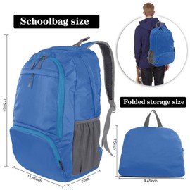 Dewellyoo Lightweight Hiking Backpack, Foldable Outdoor Camping Hiking Travel Multi-functional Camping Trekking Rucksack Travel Climbing Mountaineer Outdoor Sport Daypack Bag for Men Women(LightBlue)