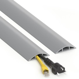 Floor Cord Cover 4ft, Cord Hider Floor Hide Extension Cords, Floor Cable Management Prevent Cable Trips, Floor Cable Cover Wire Covers for Cords, Cable Protector Cord Cavity W0.6in x H0.32in Gray