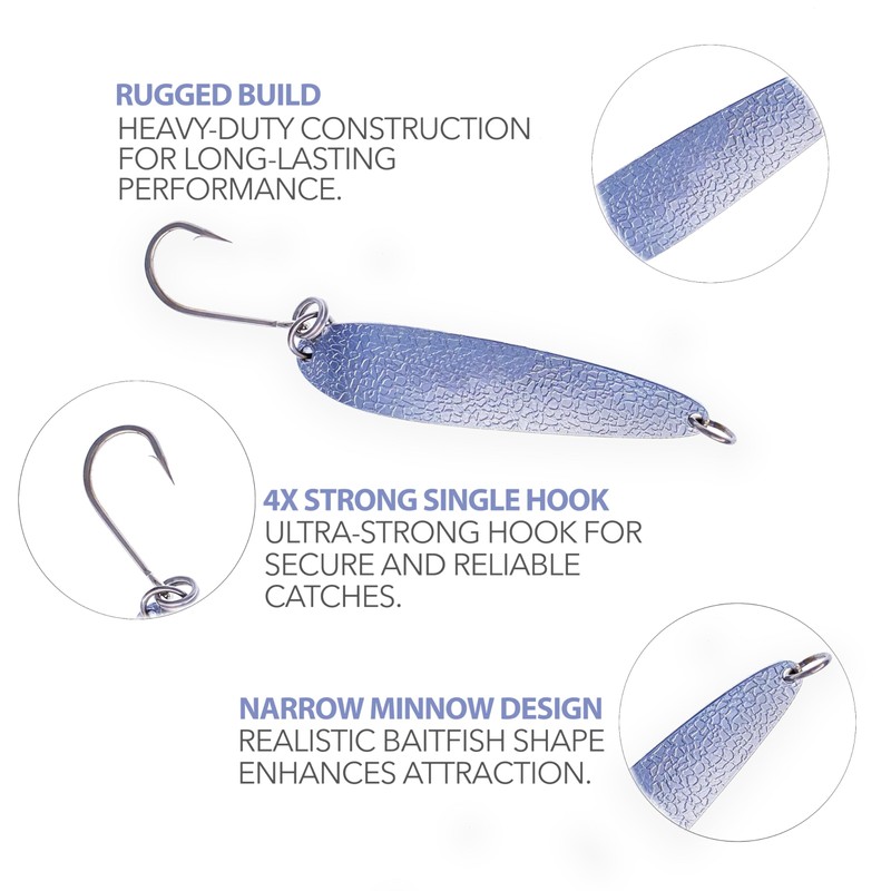 Hammer Crocodile Spoon Fishing Lures 5 oz, 5 Pcs Chrome