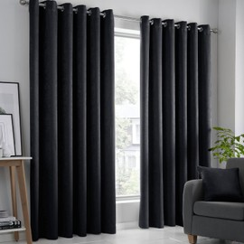 Fusion - Cortinas Negras B46 x L54 (117 x 137 cm) - 2 Paneles - Cortinas Negras con Ojales - Cortinas térmicas para Dormitoriosalón - Cortinas y