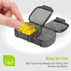 AUVON XL Weekly Pill Organizer 2 Times a Day with One-Side Large Opening Design for Easy Filling, AM PM Pill Box 7 Day, Portable Travel Pill Case for Medication, Vitamins, Fish Oils, Supplements