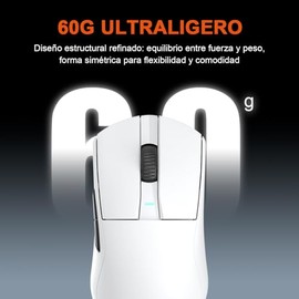 DAREU A950GM Mouse Inalámbrico, Blanco Raton Gamer 60g Ultraligero