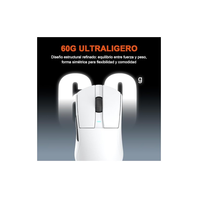 DAREU A950GM Mouse Inalámbrico, Blanco Raton Gamer 60g Ultraligero