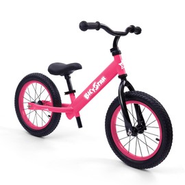 14 Inch Balance Bike for Kids 3-7 Year Old, No Pedals, Air Rubber Tires, Adjustable Height, Pedalless Bicycle for Boys, Girls, Pink