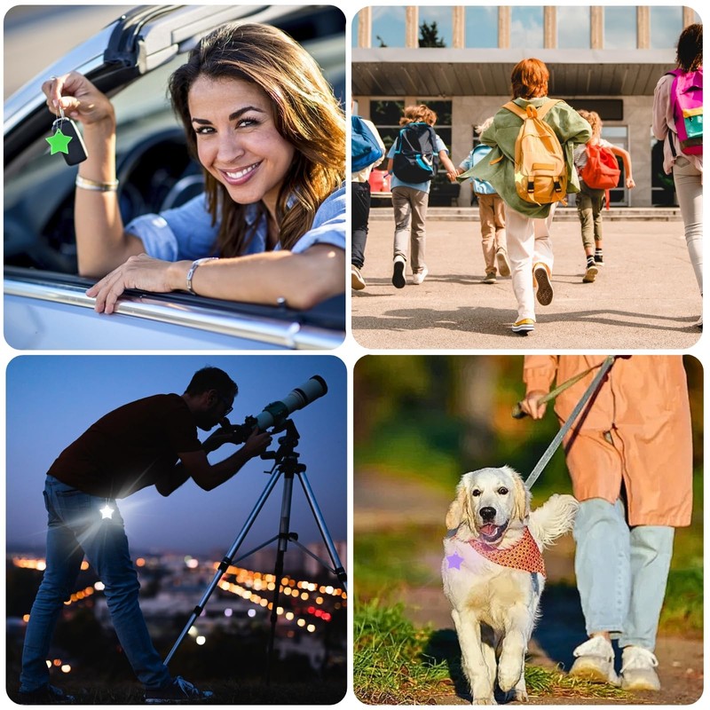 KEYRI 24 Pieces Safety Reflector Pendant, Star Reflector Pendant with