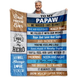 YHIKOUY Papaw Gifts, Gifts for Papaw Throw Blanket 60" X 50", Papaw Gifts from Grandchildren, Gift for Papaw from Grandkids, Birthday Gifts for Papaw, Papaw Gifts from Grandson Granddaughter