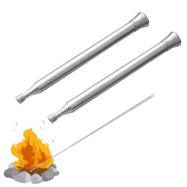 Telescopic Blow Pipe, Foldable Blower Tube, Stainless Steel Retractable Outdoor Survival Gadget, Stainless Steel Blow Tube for Outdoor, Hiking, Camping, Picnic, Silver, Pack of 2