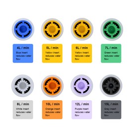 flintronic Shower Flow Reducer Limiter Set, Shower Flow Restrictor,Water Saver Tap Filter, 2Pcs Water Saving Shower Head & 8 Different Flows(4-15L/min), Universal Faucet Aerator Replacement Parts