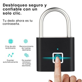 BSOON Candado de Huellas Dactilares, Candado Inteligente sin Llave, Recargable por USB, Candado de Casillero de Gimnasio, Candado de Combinación, para Mochilas, Maletas, Bicicletas, Equipaje