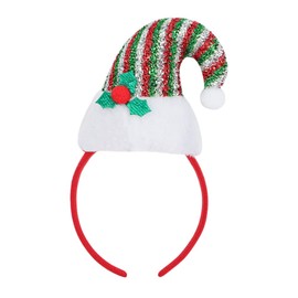 JNGUOSICN 2Pcs Christmas Headband Santa Hat Headpiece Elf Hat Hairband Pointed Hat Hairhoop with Feather Christmas Head Boppers Fancy Dress Costume Accessory Xmas Novelty Hair Accessories Decor