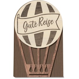 Ballon Reise Holzkarte - Geburtstagskarte mit Umschlag - Hochzeitskarte, Heißluftballon Geschenk, Ballon, Heißluftballon Geschenk Hochzeit, Ballon Geschenk Hochzeit, Gutschein Ballonfahrt