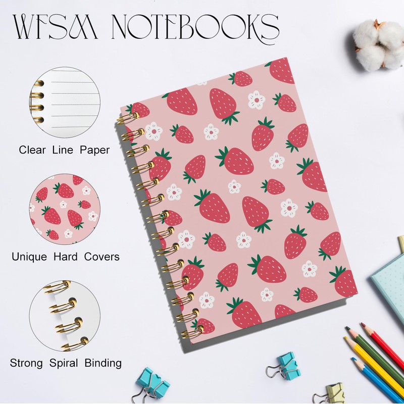 WFSM Strawberry Notebook, Pink Strawberry Journal, Strawberry Journal, Strawberry Gifts