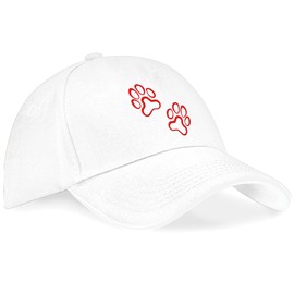 Embroidered Paw Prints Baseball Cap for Men Women Dog Pet Owner Winter Summer Headwear Gift, One Size, Black/Red