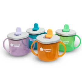 Tommee Tippee First Essential Cups 4 Pack Assorted Colors, Torquoise, Purple, Green, Red